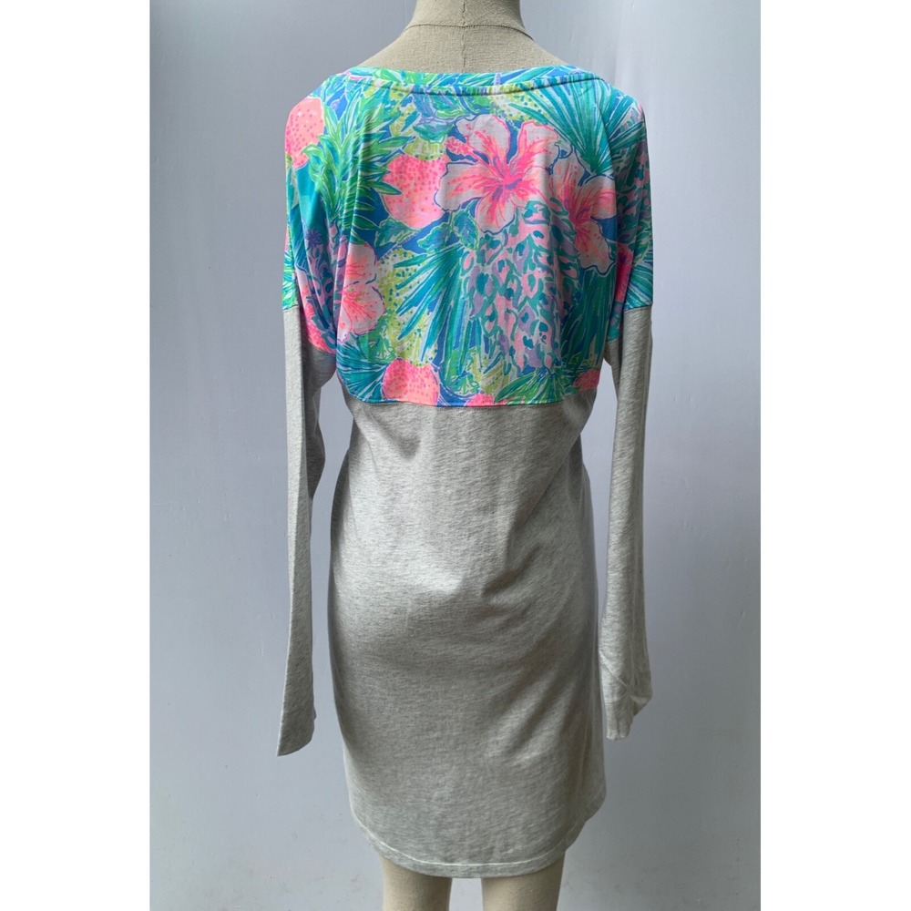 Lilly Pulitzer Dress Medium Gray Long Sleeve Swizzle In Finn T Shirt - Picture 2 of 12